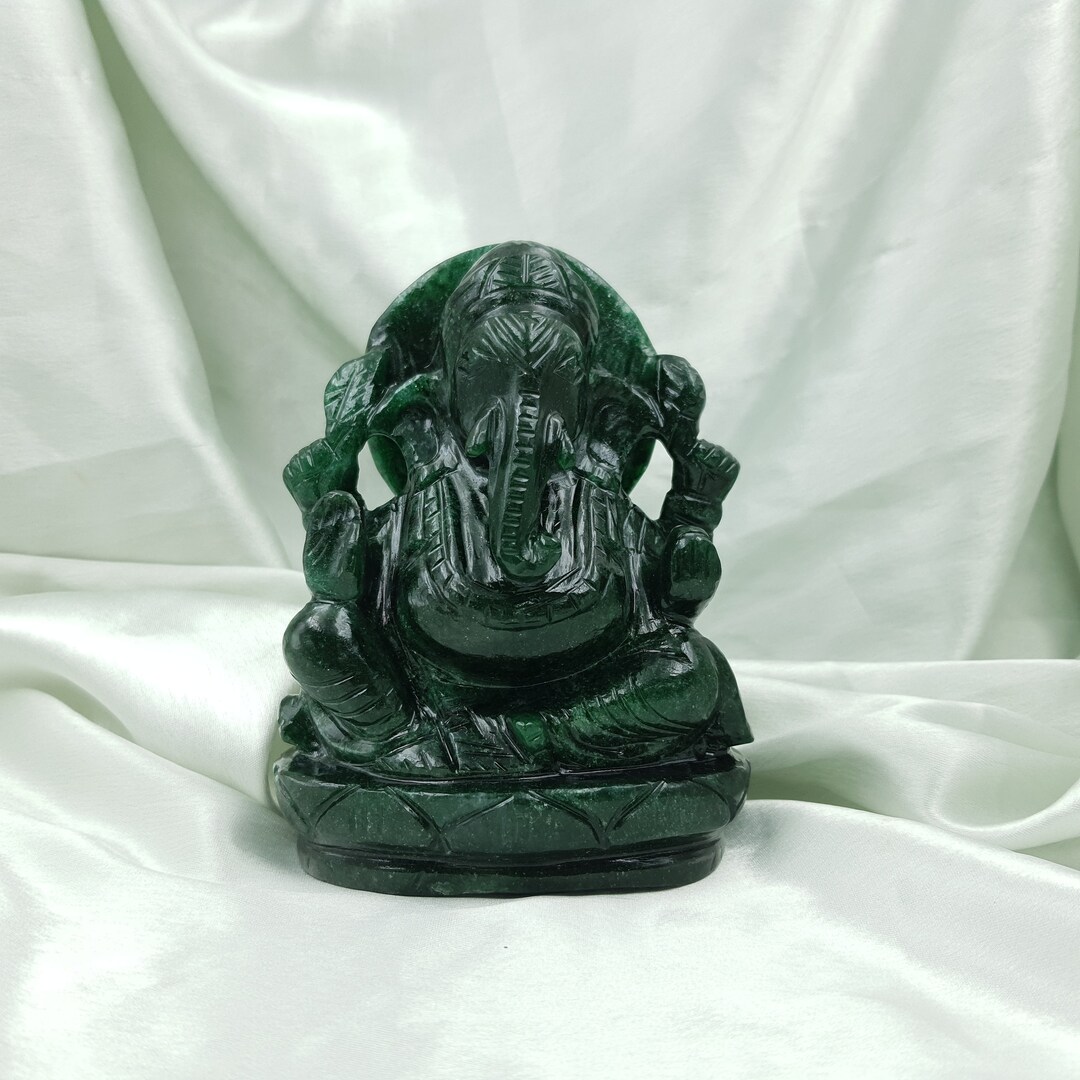 Green Jade Ganesha Statue 12.7cm Beautiful Jade Carved Etsy