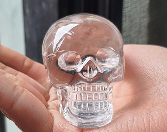Sphatik Rock Crystal Skull: White Quartz Healing Decor (2&quot;)