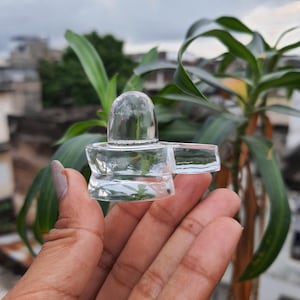 Small Crystal Shivling, White Crystal Sphatik Shivling for Meditation at Home