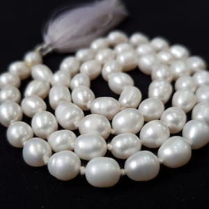 7mm Pearl beads mala White Fresh water Pearl mala oval shape Pearl beads mala for necklace & gift
