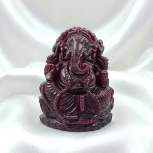 Ídolo de Ganesha de rubí hecho a mano, estatua de piedra preciosa natural de 6,35 cm, regalo de puja certificado por IIGJ