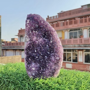 Natural Amethyst Geode Cluster: Home Decor Crystal Display (7.5&quot; Inches)