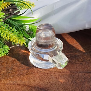 Original Sphatik Shivling, 2.25&quot; White Crystal Sphatik Shivling with Lab Certificate