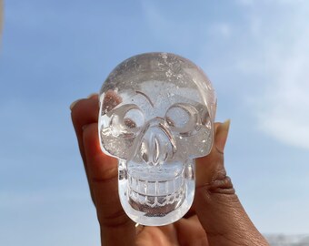 Hand Carved Crystal Skull: 2&quot; Sphatik Rock Crystal