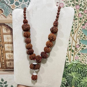 Siddha Rudraksha Mala: Nepali 1-14 Mukhi Necklace with Ganesha & Gauri Shankar