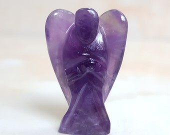 Amethyst Angel Figurine: Handmade Purple Stone Guardian