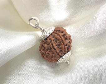 8 Mukhi Nepali Rudraksha Silver Pendant, Lab Certified 925 Sterling Silver, Lord Ganesha Rudraksha