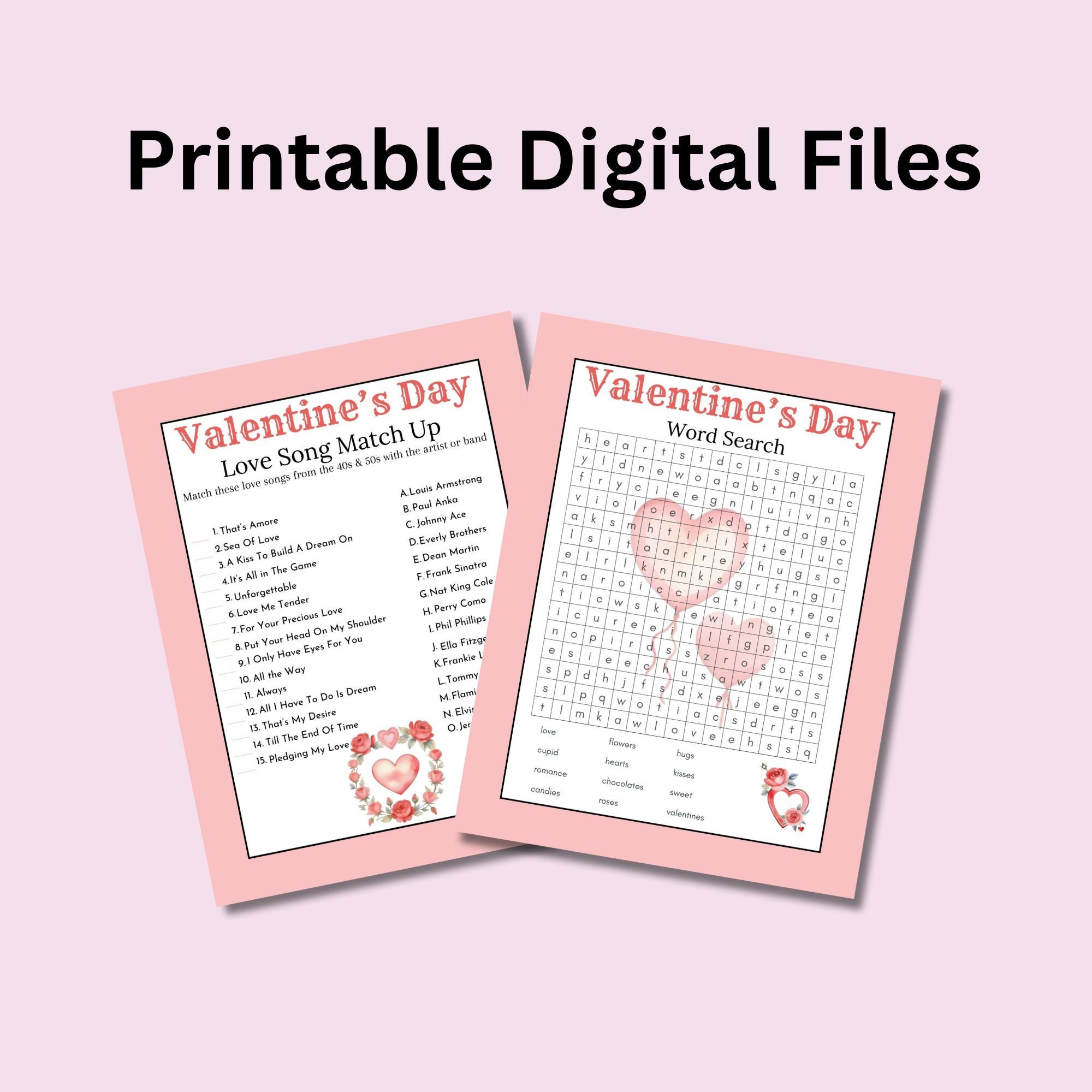 Valentines Day Printable Game Sheets BUNDLE, Valentines Day Party Game ...