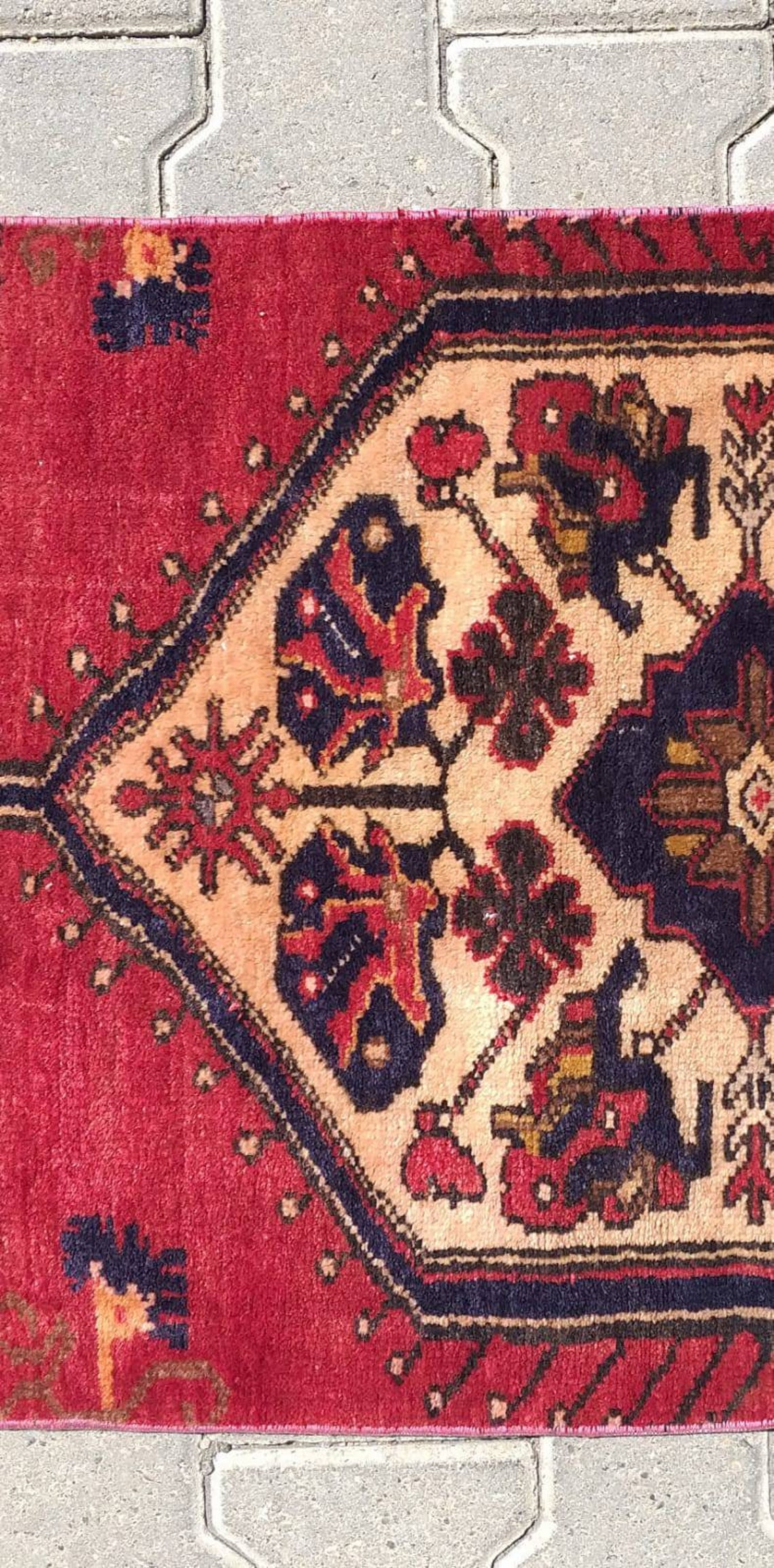 Outdoor rug red and black floor mat rug house rug red and Etsy