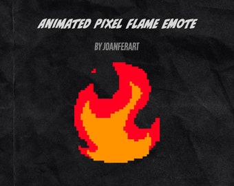 Animated Twitch Pixel Flame Emote, Red