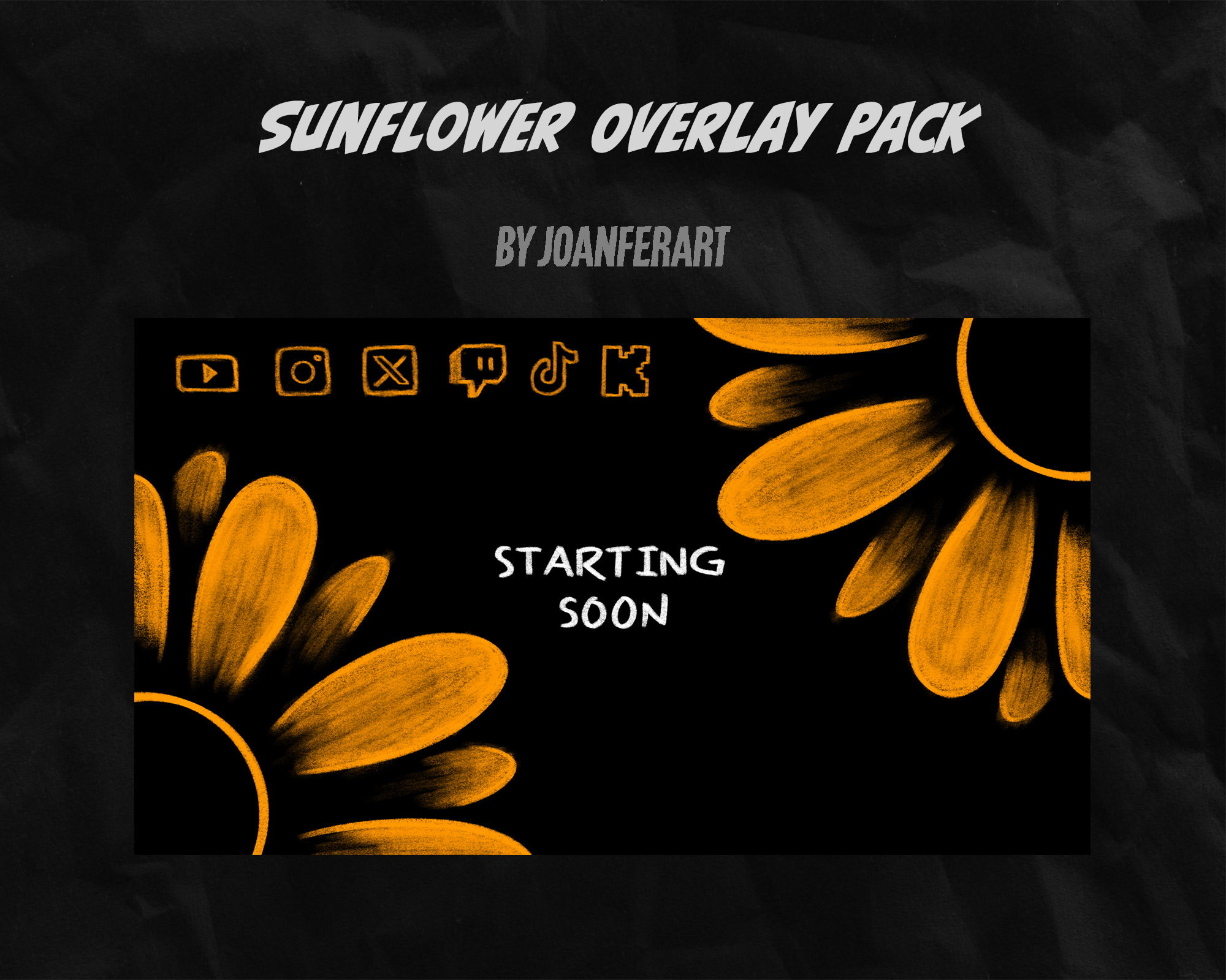 Twitch Sunflower Overlay Pack, Animated Hand-drawn Stream Overlay Pack ...
