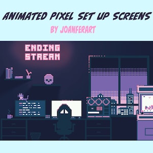 Animated Pixel Set Up Twitch Overlay Pack, Screens, Panels, and Cam Overlay