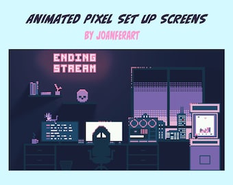Animated Pixel Set Up Twitch Overlay Pack, Screens, Panels, and Cam Overlay