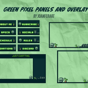 Twitch Green Pixel Panels and Overlay
