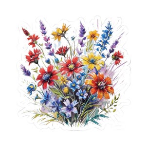 Pegatina de vinilo de flores silvestres para portátiles y fundas de teléfonos. Cuatro tamaños diferentes disponibles para elegir.