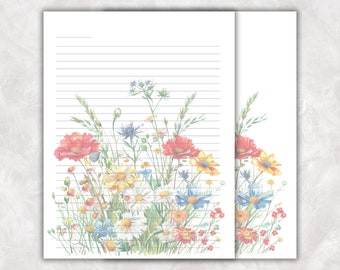 Floral Stationery Paper: Personalized Letter Writing Set, 25 Sheets