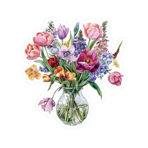 Wildflower-stickers, vinyl kiss-cut sticker, voor briefpapier, enveloppen, cadeaupakketten, laptops, vier maten beschikbaar.