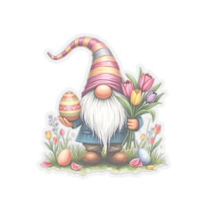 Transparente Ostern Zwerge Aufkleber, Vinyl Kiss Cut Aufkleber, Für Briefpapier, Umschläge, Geschenkpakete, Laptops, vier Größen erhältlich.