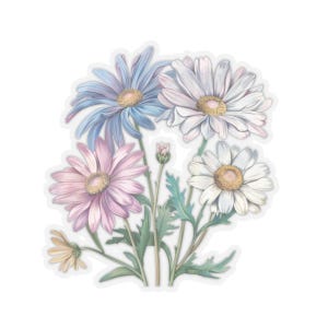 Autocollants décoratifs floraux, décalcomanie transparente découpée en forme de bisou, Pour cartes de papeterie, enveloppes, emballages cadeaux, appareils électroniques, Quatre tailles disponibles.