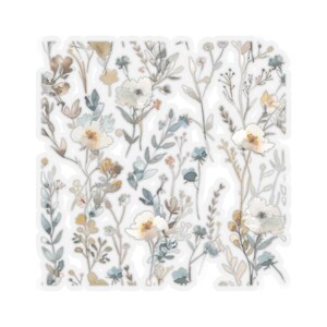 Vinylsticker wilde bloemenweide, kiss-cut sticker, vier maten om uit te kiezen.