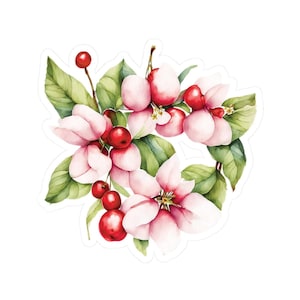 Cherry flower stickers kiss cut sticker decal. Four sizes to choose from.