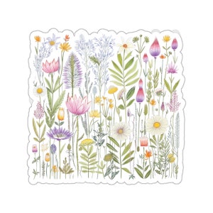 Aquarel wilde bloemenstickers, transparant, voor briefpapier, kaarten, enveloppen, cadeaupakketten, elektronica, vier maten beschikbaar.