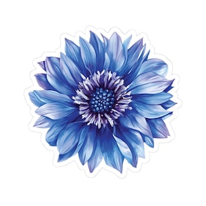 Blauwe bloem vinyl sticker sticker voor laptop, vier verschillende maten beschikbaar om uit te kiezen.