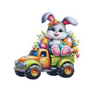 Kinder Osterhase Vinyl-Aufkleber dekorative Kussschnitt Aufkleber, Für Schreibwaren, Umschläge, Geschenkpakete, Laptops, vier Größen erhältlich.