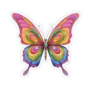 Boho Regenbogen Schmetterling Vinyl-Aufkleber, Vier verschiedene Größen zur Auswahl.