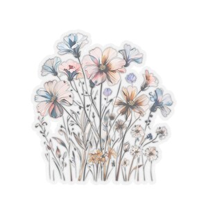 Wildblumenwiese Vinyl-Aufkleber für Laptops und Telefonhüllen, Vier verschiedene Größen zur Auswahl.