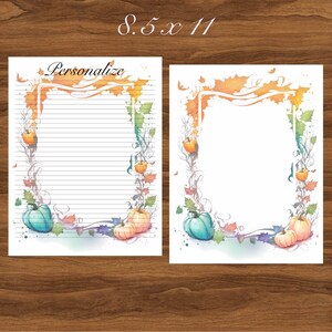 Cute Halloween Border Letter Writing stationery paper set personalized 8 1/2 x 11 25 or 50 sheets journaling binder refill paper customized