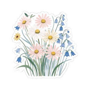 Pegatina de vinilo de flores para portátiles y fundas de teléfonos. Cuatro tamaños diferentes disponibles para elegir.