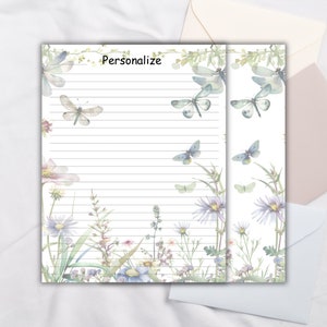 Personalized Stationery Paper: Butterfly Floral Letter Writing Set