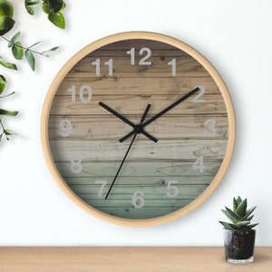 Rustic farmhouse home decor, Wood frame Wall Clock 10 inch, country living, housewarming gift, silent indoor clock ready to hang zdjęcie 5