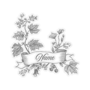 Pegatina floral negra personalizada, calcomanía de vinilo de flores, cuatro tamaños para elegir.