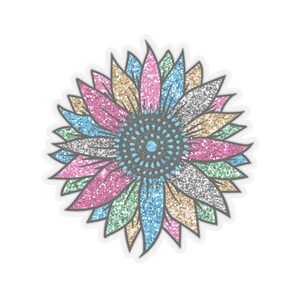 Adesivo de girassol, decalque transparente com corte de beijo. Para cartões de papelaria, envelopes, pacotes de presente, scrapbook, Quatro tamanhos disponíveis.
