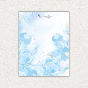 Blue Marbled Stationery Paper: Personalized Loose Leaf (25 Sheets)