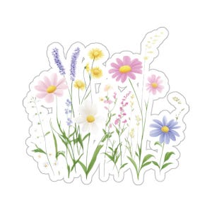 Aquarell Wildblumen Vinyl-Aufkleber, Kiss Cut Aufkleber, Vier Größen zur Auswahl.