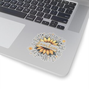 Autocollants transparents tournesol Sunshine, décalcomanie en vinyle découpée, Pour la papeterie, enveloppes, emballages cadeaux, ordinateurs portables, Quatre tailles disponibles.