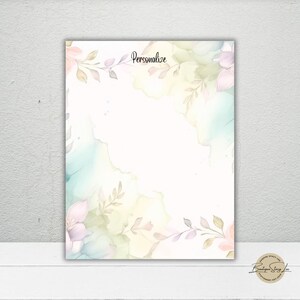 Floral unlined Letter Writing stationery paper personalized 8 1/2 x 11 25 sheets journaling binder refill paper personal paper set