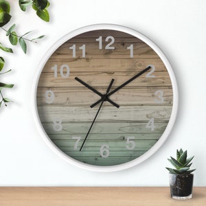Rustic farmhouse home decor, Wood frame Wall Clock 10 inch, country living, housewarming gift, silent indoor clock ready to hang zdjęcie 3