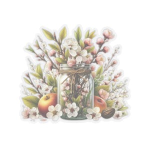 Adesivos de vinil com corte de beijo para buquê de flores em potes de vidro, para papelaria, envelopes, embalagens de presente, laptops, quatro tamanhos disponíveis.