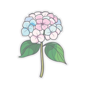 Pegatina de vinilo de hortensia, calcomanía troquelada, cuatro tamaños para elegir.