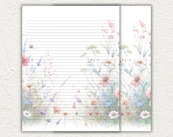 Watercolor Flowers Stationery Paper: Personalized Letter Writing Set