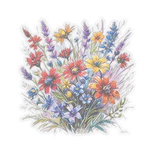 Pegatina de vinilo de flores silvestres para portátiles y fundas de teléfonos. Cuatro tamaños diferentes disponibles para elegir.