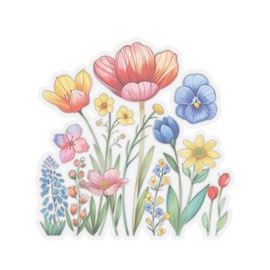 Autocollants décoratifs floraux, décalcomanie transparente découpée en forme de bisou, Pour cartes de papeterie, enveloppes, emballages cadeaux, appareils électroniques, Quatre tailles disponibles.