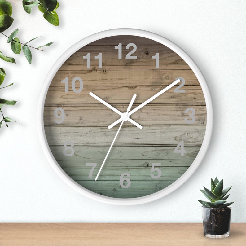 Rustic farmhouse home decor, Wood frame Wall Clock 10 inch, country living, housewarming gift, silent indoor clock ready to hang zdjęcie 4
