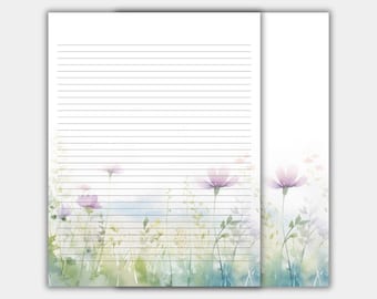 Watercolor Flowers Stationery Paper: Personalized Letter Writing Set