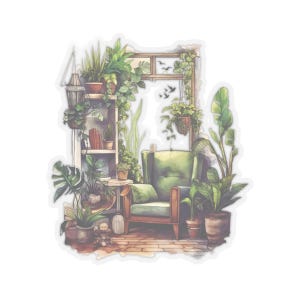 Adesivos para plantas domésticas, decalque transparente recortado, para cartões de papelaria, envelopes, embalagens de presente, quatro tamanhos disponíveis.