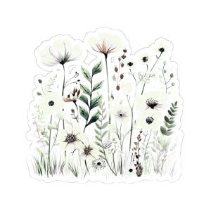 Pegatina de vinilo de flores silvestres, calcomanía troquelada, cuatro tamaños para elegir.